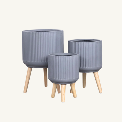 Corrugated Cylinder Stand - Brushed Concrete
