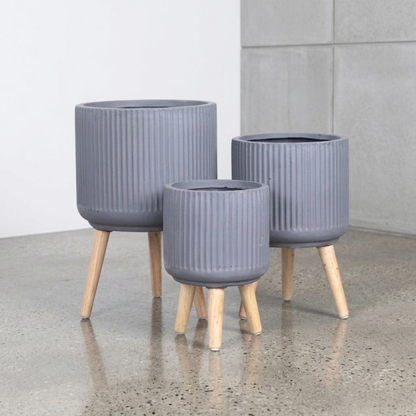 Corrugated Cylinder Stand - Brushed Concrete